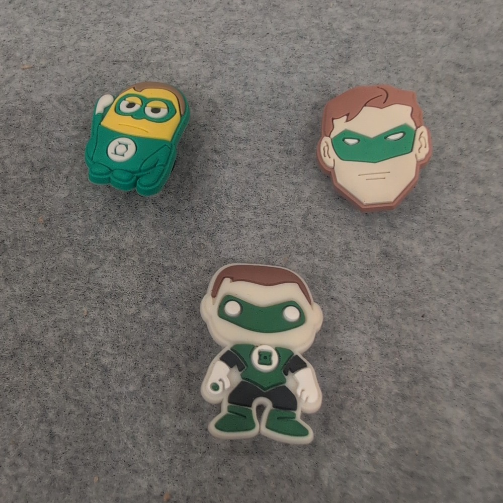 Green Lantern Shoe Charms Set of 3 Minion Hal Jordan Funko Style Clog - Picture 1 of 1